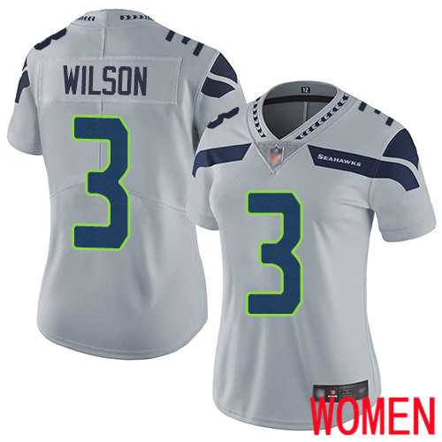 Seattle Seahawks Limited Grey Women Russell Wilson Alternate Jersey NFL Football #3 Vapor Untouchable